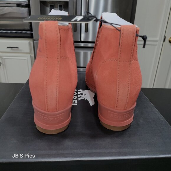 Sorel Evie Pull On Wedge Booties Warp Red Womens Waterproof Rain Boot BRAND NEW - Picture 7 of 16